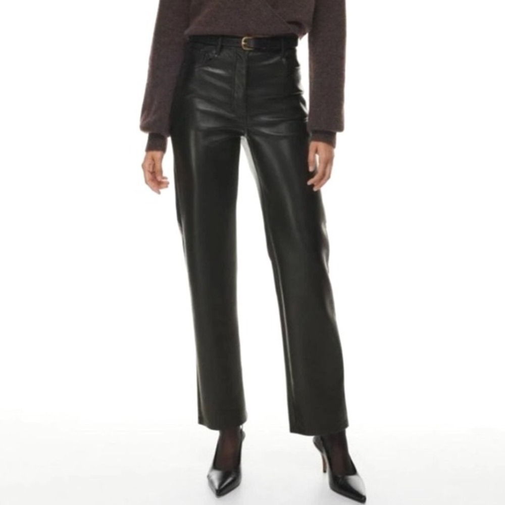 Aritzia Wilfred Melina Sz 8 Faux Leather High Waist Straight Pants FVL4-6940-11